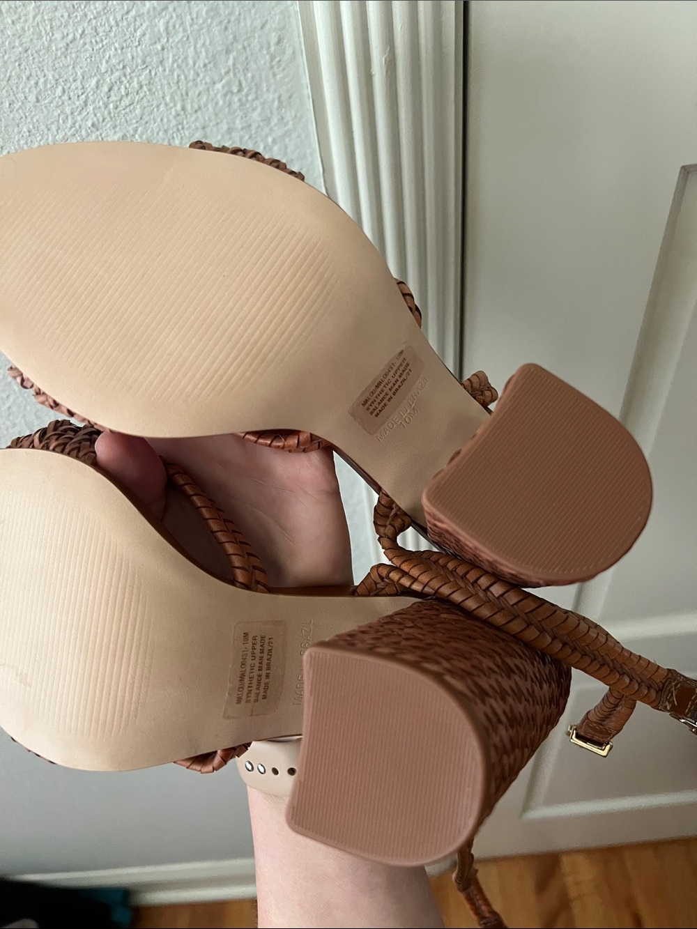 NEW STEVE MADDEN women's malou woven heel sandal in cognac 10M - Picture 16 of 16